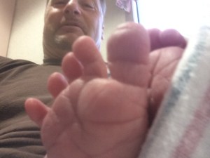 Hang 10: A swimmer's feet selfie.