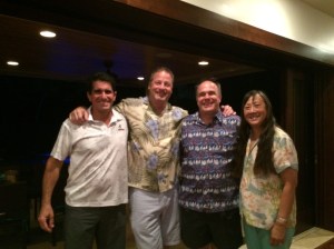 USNA 81 Reunion: Steve Colon, Me, Russ Grocki, Alma (Lau) Grocki at Steve's home in Kailua.