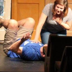 Sarah the Dog Walker. "Pat all of our good scenes end up with you on the floor!"